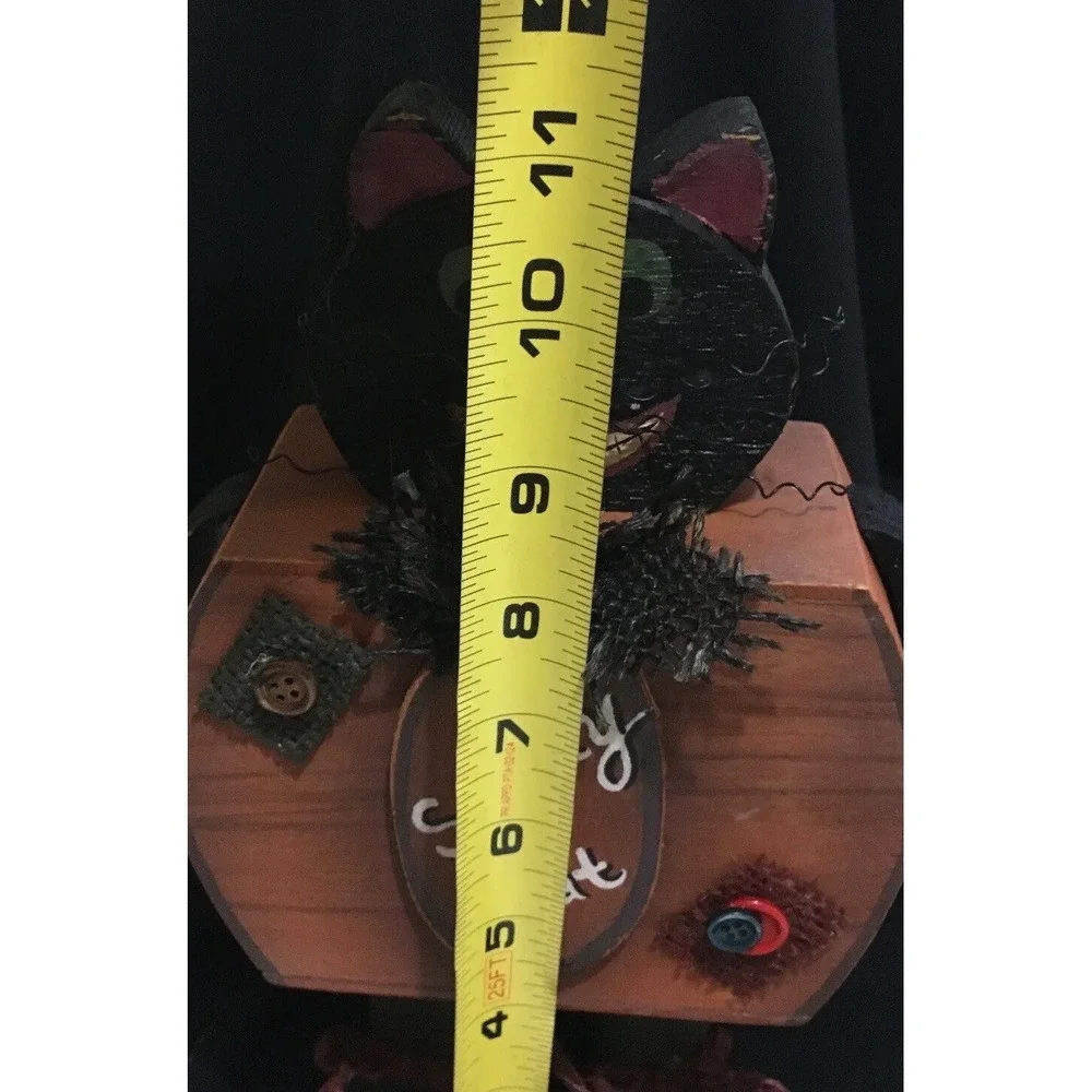 Black Scaredy Cat‎ Wooden Halloween Decor - Picture 5 of 7